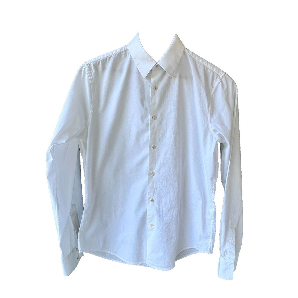 Vince Women's White Button Front Shirt Medium Classic Office Everyday